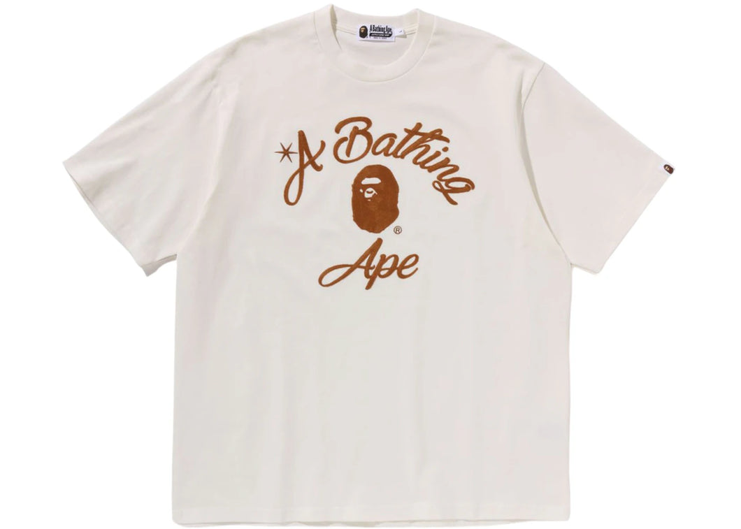 BAPE Chain Stitch College Relaxed Fit Tee Ivory