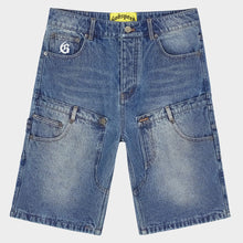 Load image into Gallery viewer, Godspeed Twin Panel Denim Shorts Blue