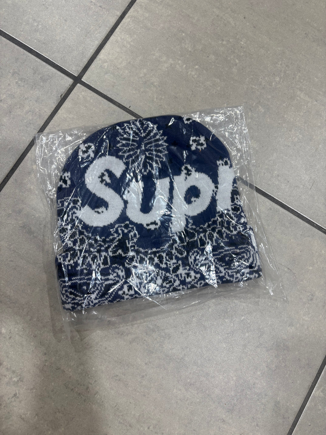 Supreme Bandana Big Logo Beanie Navy