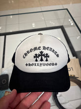 Load image into Gallery viewer, Chrome Hearts Hollywood Cross "King Taco" Trucker Cap Black/White