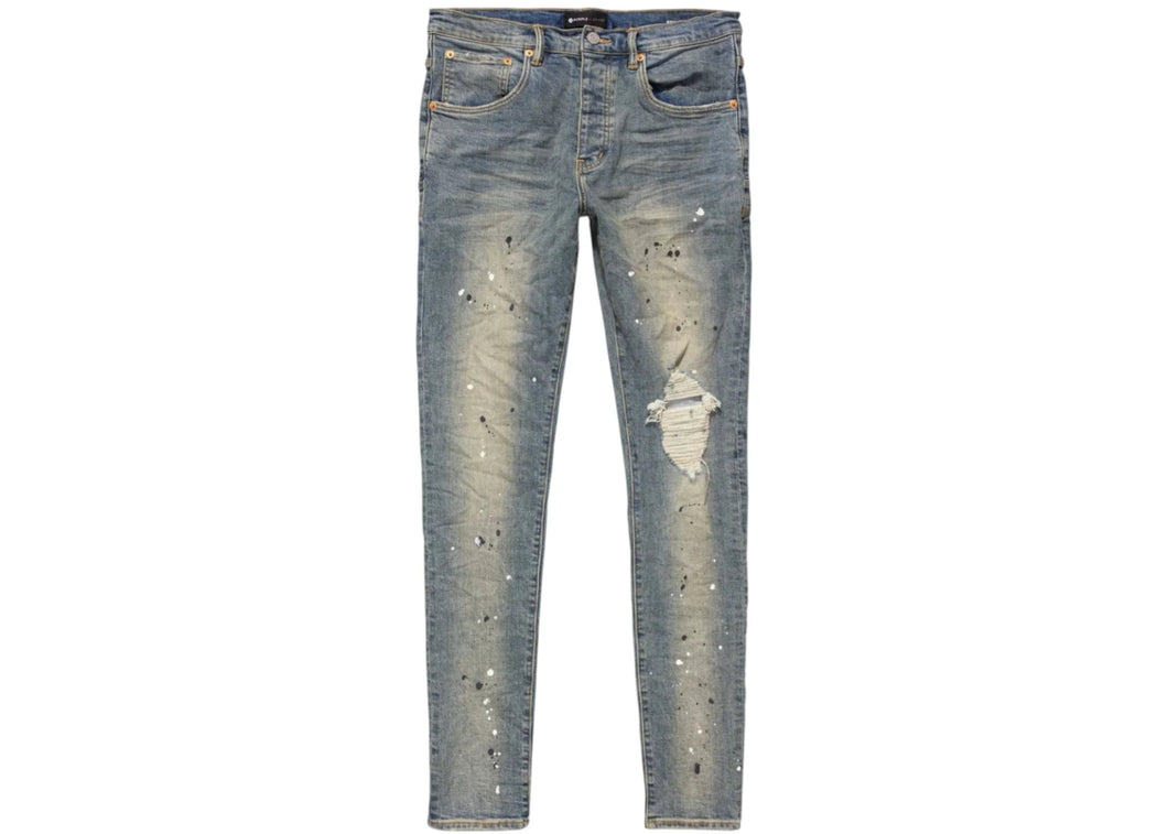 Purple Brand Blotted Paint Blowout Jeans Mid Indigo