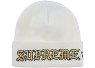 Supreme New Era Old English Beanie White
