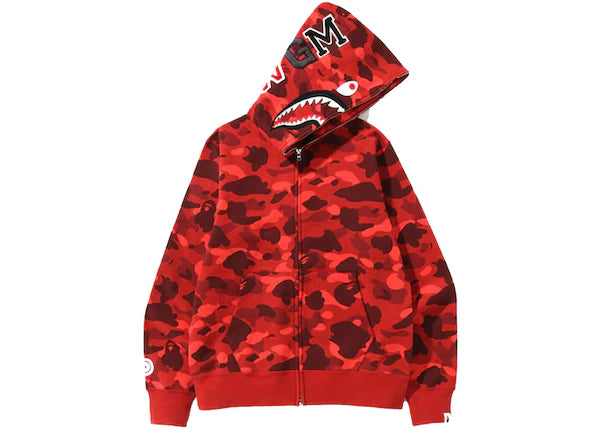 BAPE Color Camo Shark Full Zip Hoodie (SS22) Red