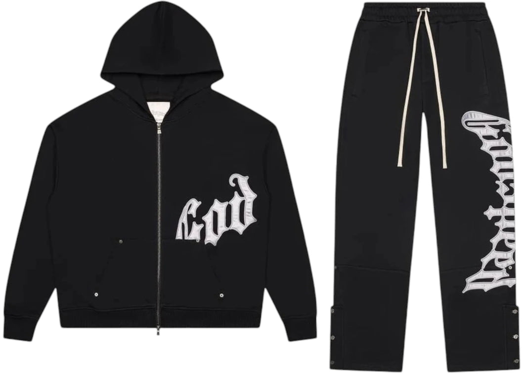 Godspeed OG Logo V2 Sweatsuit Black/Silver Satin