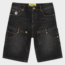 Load image into Gallery viewer, Godspeed Twin Panel Denim Shorts Black